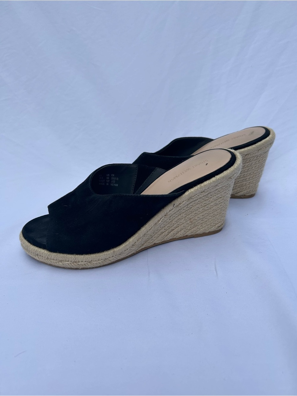 Stuart Weitzman Black Suede Espadrille Wedge Slides size 9 - Picture 5 of 11